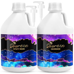 Bsrezn 2 Gallon Epoxy Resin Kit with Pumps, Mix 1:1 All-in-One Resin Epoxy Kit for Art, Crafts, Wood, and Resin Molds (1 Gallon x 2)
