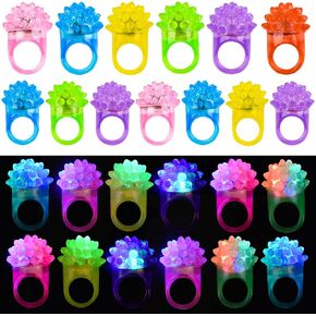 25PCS Jelly Led Light Up Rings Glow Rings in the Dark Flashing Colorful for Party Favor Halloween Raves Concert Shows Birthday Gifts Christmas