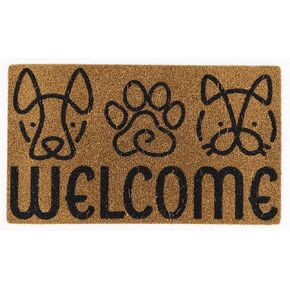 Avera Products Welcome Cat and Dog Natural Coir Doormat Anti-Slip Rubber Back | 17" x 29" Perfect for Outdoors | Fun Animal Welcome Mat | Paw Stamped and Puppy Approved