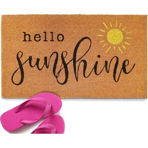 مرحبًا Sunshine Door Mat 30x17 بوصة ، سجادة أشعة الشمس ، Hello Pront Door حصيرة ث/غير قابلة للانزلاق PVC