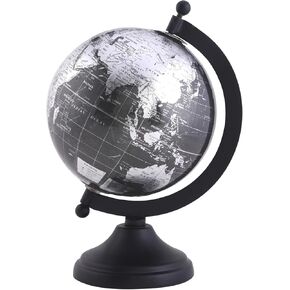 5" World Globe With Sturdy Metal Stand (NOT PLASTIC!) - Desktop Globes For Home Desk Table Office Decor - Book Shelf Decor Globe - 5 Inch - Metallic Black