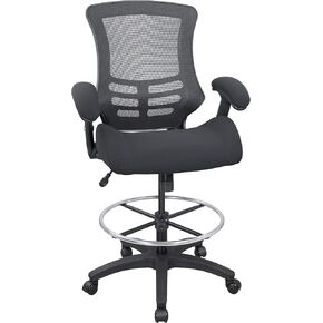 BOLISS 400lbs Mesh Ergonomic Office Computer Drafting Chair with Super Soft Adjustable Flipped Arms Molded Foam Double Seat Cushion Adjustment Lumbar Support Big Foot Ring (Black)