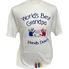 HandiPrints World's Best Grandpa T-Shirt with Paint Kit - Hand Prints for Family (Large, White)
