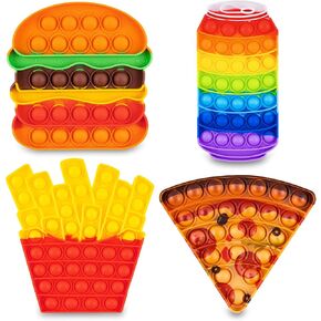 Pop Its Fidget Toys Pack 4 - FOOD FOOD POP POPPERS تملأ لعبة POPPET - التوحد التعلم الفرنسي Fry Pizza Hamburger Popits دفع لعبة Pop Bubbing Toy Sensory For Kids