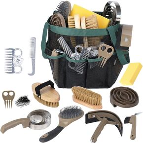 Horse Grooming Kit 13 Piece, Horse Brushes for Grooming Supplies Set with Organizer Bag, Horse Braiding Kit, Horse Brush & Curry Comb for Effective Grooming, Gift for Horse Riders Beginners