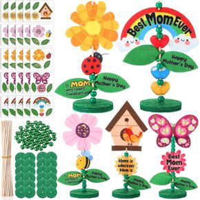 SmoothNovelty 25 Set Mother's Day Craft Kits Felt Flower Craft Kits Mother's Day Gifts Bulk for Classroom School Toddlers Fun Activities Spring Crafts