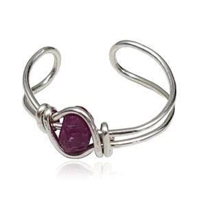 مقطع sterling Silver Ruby Gemstone Huggie على الكفة الأذن - لا حاجة إلى ثقب - يوليو Birthstone