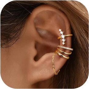 Dochais Ear Cuff Earrings for Women Non Piercing 14K Gold Plated Ear Cuff for Non Pierced Ears Clip on Cartilage Earring Dainty Fake Earrings