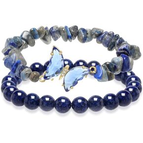 Artlunar Purple Butterfly Healing Bracelet, Mom Gift Charm Jewelry with Beaded Bracelet for Women