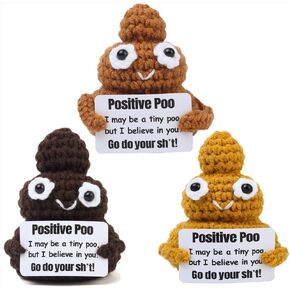 Positive Poo- Emotional Support Poop Funny Gag Gifts for Dad, Brother, Best Friends, Coworkers, Teen Boy, Cute Crochet Poop Emoji Gifts for Kids
