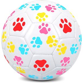 2 Pieces Paw Soccer Ball White Kids Soccer Ball Size 2 Toddler Soccer Ball Small Soccer Ball Mini Soccer Ball Kids Toys For Grass 3-8 Boys Girls Practice Game Festival Birthday Gift Indoor Outdoor