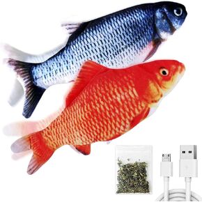 Tooge 2 Pack 11 "ألعاب Cat Fancy Floppy مع Silvervine و Catnip للقطط الداخلية للكلاب الصغيرة التفاعلية التلقائيات التلقائية لركل للقطط جرو (RedBlackCarp)