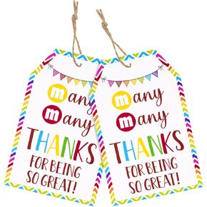 Joycraft 50Pcs Butterfly Thank You Gift Tags, 2.1x3.3 Inch with String, for Fluttering by, Personalized Wrap Tags for Party Favor, Classic Birthday, Baby Shower