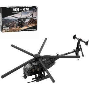 Aetheria MH-6 Little Bird Helicopter Bricks Set Rreconnaissance Aircraft, Military Airplanes Building Designed by DinDJarJarin, Collectors & Enthusiasts Gift for Adult - 608 Pieces