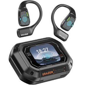 ERAZER XP6 AI Translator Learbuds ، Translation Translation Translation تدعم 150 لغة ترجمة وملخص للاجتماع ، سماعات المترجم تصميم أذن مفتوحة مع عرض رقمي ، أسود
