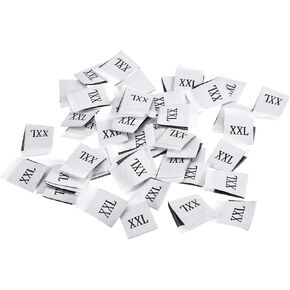 MECCANIXITY Clothing Sewing Size Label, M Sizes Woven Embroidered Label White for Clothes Garment, Pack of 100
