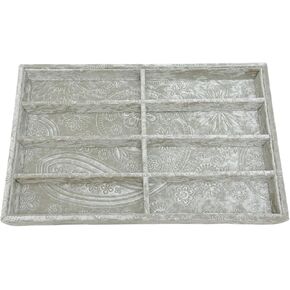 Extravagant Sunglasses Storage Tray,Jewelry Display Organizer.Nightstand Clutter Tray.Special Velour Lining,Combination of Decoration and Durability Luxurious Tray. (Embossing Griege)