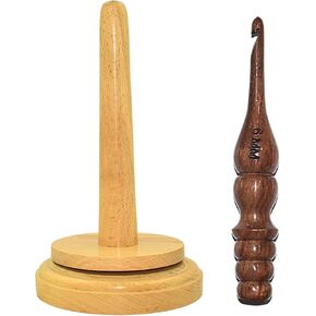 FYNJREX Wood Yarn Holder with Twirling Mechanism Classic