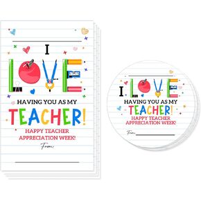 Teacher Appreciation Gift Tags, 40 Pcs Thank You Tags, Apple and Books Stickers for Presents Wrapping Envelope Seals Lables Boxes Cards Party Favor Decorations A07