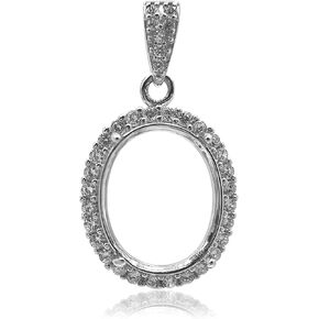 925 Sterling Silver Pendant Blank Prong Settings 4 Claws Jewelry Base Mounting for Oval Cut Faceted Gemstones Stones Cabochons DIY Handmade Necklace