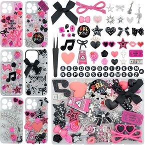 1050 PCS Junk Phone Case Charms Kit ، سحر لتخصيص الحالات ، القوس kawaii ، حبات الرسائل ، إكسسوارات الأظافر ، لآلئها المسطحة ، أحجار الراين ، ديكور جمالي لطيف للتخصيص