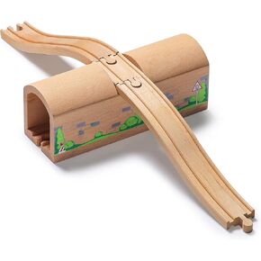 SainSmart Jr. Wooden Train Track Accessories Bridge Tunnel, Wooden Train Track Bridge Compatible with Thomas, Brio, Chuggington, Melissa and Doug, Made of Sturdy Hardwood for Long-Term Play