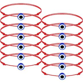 Yinkin 12 PCS Red Evil Eye Bracelets for Women Protection Bracelet لعيد الميلاد القابل للتعديل
