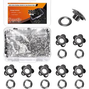 Tanstic 320Pcs 4 Colors 3/16 Inch Grommet Eyelets Metal Eyelets Flower Eyelet Grommets for Shoes Bag Leather (Silver, Gold, Bronze, Black)