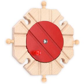 إكسسوارات مسار القطار الخشبية 8 Way Track Track Turntables متوافقة مع معظم مسارات Brick Brick Brick Wooden Train Track
