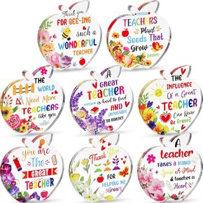 Juexica 8 Pcs Teacher Appreciation Gifts Christmas Gifts for Teachers Acrylic Sign Thank You Teacher Gifts for Teachers End of The Year Retirement Graduation Gift