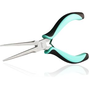 DISEN 2-Piece 6" Mini Needle Nose Pliers Set, Long Nose Pliers and Bent Nose Pliers with Comfort Grip Handles, For Jewelry Making, Wire Wrapping, Handmade Craft