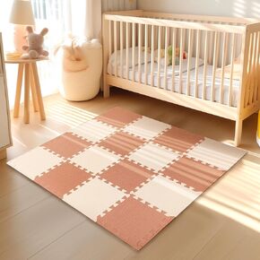 TCBunny Kids Soft EVA Foam Jigsaw Puzzle Play Mat, 18 Interlocking Tiles and Edges Baby Play Mat, for Kids Gym, Nursery, Playroom, Pet Mat, Total Floor Coverage 16 Sq Ft, Red/Yellow/Aqua