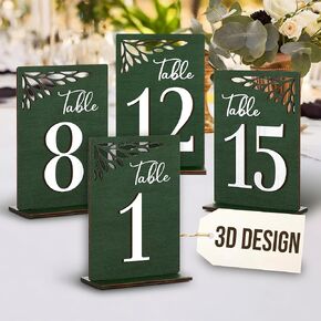 Wedding Table Numbers 1-20, Wood Table Numbers For Wedding Reception 1-20, Restaurant Tables Number Signs With Stands, Wooden Tables Markers For Event, Party, Centerpiece