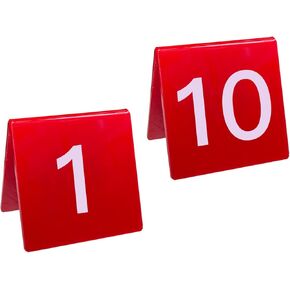 Table Number 1-10 Tents Style Red Acrylic Table Numbers Cards Signs For Wedding Reception Restaurants Cafes