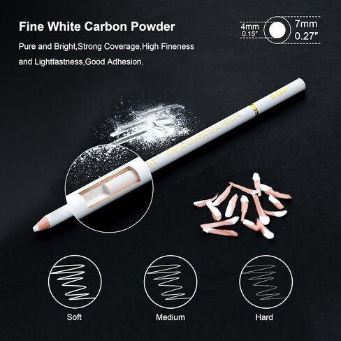 HIFORNY 10 Pieces Colored Charcoal Pencils for drawing- Black White Charcoal Pencils for Sketching,Shading,Blending,Portrait - Ideal for Beginners & Artists in Kuwait