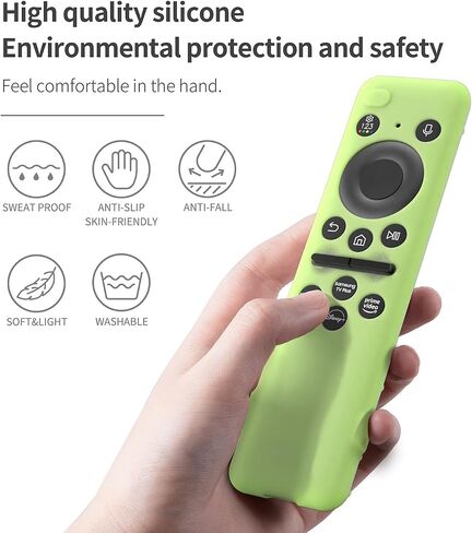 Silicone Cover for 5.59 Inch Samsung BN59-01455a BN59-01432J Samsung Solar Cell Remote Control Cover 2023 8K Neo QLED HDR Smart TV Silicone Case (Glow Green) in Kuwait