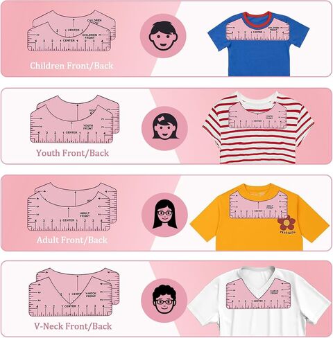 QUKLOGEN Sublimation Shirts Tool Kits 76 Pcs Shirt Measure Ruler Set Reusable Round Neck and V-Neck Alignment T-Shirt Guide Ruler Teflon Sheet for Heat Press 12 x 16in Heat Resistant Tape in Kuwait