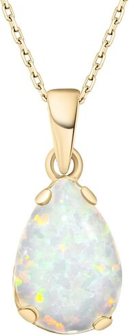 14K Gold Plated Opal Necklace for Women - October Birthestone Teardrop Necklace - Gold Jewelry for Women - Dainty Gold Necklace - Everyday Necklaces - Gold Necklaces for Women in Saudi Arabia