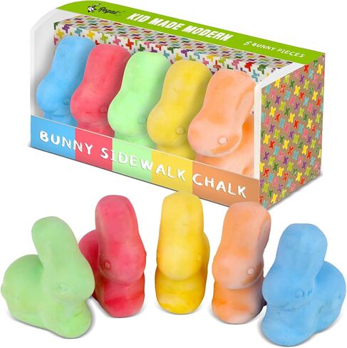 Kid Made Modern Sidewalk Chalk Set for Kids - Washable, Colored Egg Chalk with 3 Layer for Outdoor Play and Chalkboard Art - Ages 3+ (6 Pieces, Multicolor) in Kuwait