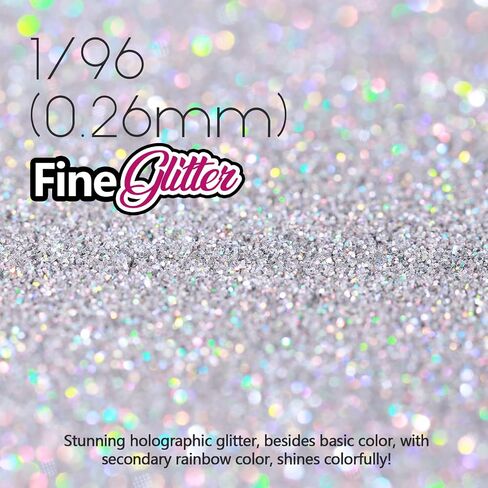 LEOBRO 100g / 3.5 oz Silver Glitter, Holographic Fine Glitter for Crafts, Resin, DIY Jewelry Keychains Flowers Party Decorations, Holographic Silver in Saudi Arabia