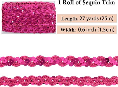Sequin Braid Trim, 0.6 Inch Wave Sequin Strip, Glitter Metallic Paillette Sequin Ribbon, Embellishment DIY Sewing Costume, 27 Yards, Royal Blue in Kuwait