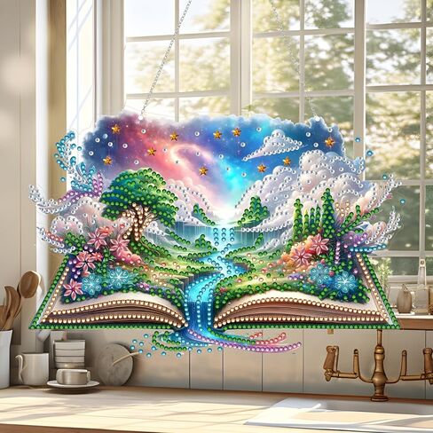 JJfox Diamond Art Art Kit للبالغين ، وحجر الراين الخاص بالبالغين ، و DIY أكريليك الماس اللوحة النافذة النافذة المعلقات جدار حديقة معلقة زخرفة ، جانب مزدوج (بيض عيد الفصح) in Kuwait
