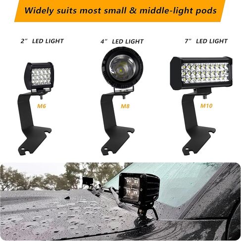 Ditch Light Brackets, LED Light Bar Mounting Bracket Universal Adjustable Pillar Hood Light Mount Clamp Holder for Off Road Jeep Truck SUV, Installing Without Drilling, 2PCS in Kuwait