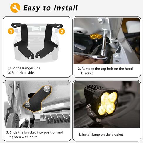 Ditch Light Brackets, LED Light Bar Mounting Bracket Universal Adjustable Pillar Hood Light Mount Clamp Holder for Off Road Jeep Truck SUV, Installing Without Drilling, 2PCS in Kuwait