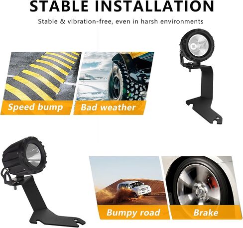 Ditch Light Brackets, LED Light Bar Mounting Bracket Universal Adjustable Pillar Hood Light Mount Clamp Holder for Off Road Jeep Truck SUV, Installing Without Drilling, 2PCS in Kuwait