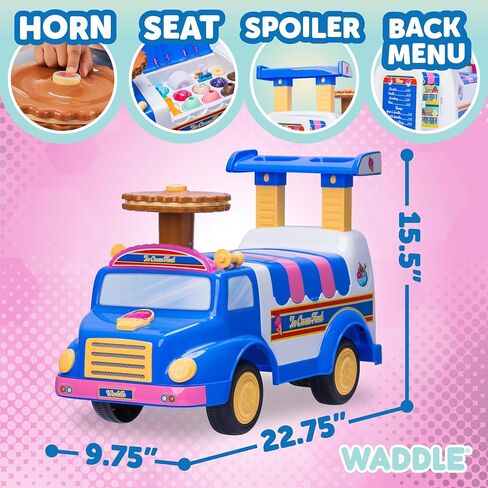 Waddle USPS Mail Truck Toddler Ride On Toys - من القدم إلى الأرض ، والأضواء ، والأصوات ، والألعاب التفاعلية ، وتشمل مربع بريدي ، 2 مظاريف ، ألعاب صغيرة ، تجميع سهلة ، جودة متينة ، حتى 44 رطلاً in Kuwait