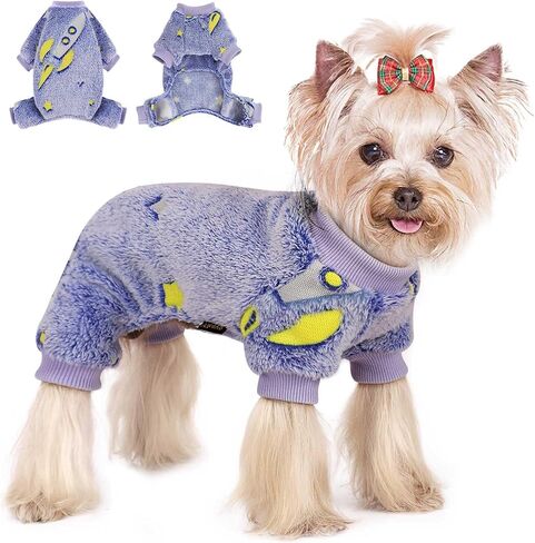 Sebaoyu Dog Pajamas for Small Dogs, Glow in Dark Tie Dye Unicorn Dog Sweater, Super Soft Velvet Material Yorkie Chihuahua Tiny Dog Clothes Outfits (XX-Small) in Saudi Arabia