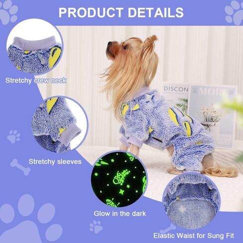 Sebaoyu Dog Pajamas for Small Dogs, Glow in Dark Tie Dye Unicorn Dog Sweater, Super Soft Velvet Material Yorkie Chihuahua Tiny Dog Clothes Outfits (XX-Small) in Saudi Arabia