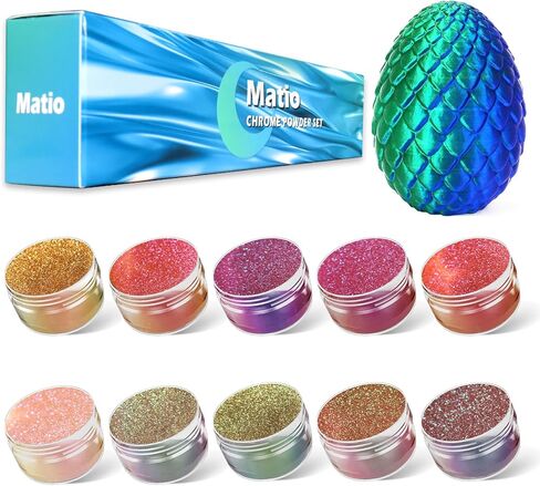 Matio Chameleon Mica Powder, 1.06oz/ 30g Aurora White Chrome Powder, Pearlescent Effect Color Shift Pigment for Resin Craft, Soap Candle Dye, Nail Art, Makeup, Bath Bomb, Paint, Slime Pigment in Kuwait