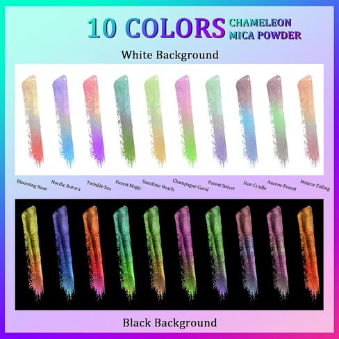 Matio Chameleon Mica Powder, 1.06oz/ 30g Aurora White Chrome Powder, Pearlescent Effect Color Shift Pigment for Resin Craft, Soap Candle Dye, Nail Art, Makeup, Bath Bomb, Paint, Slime Pigment in Kuwait
